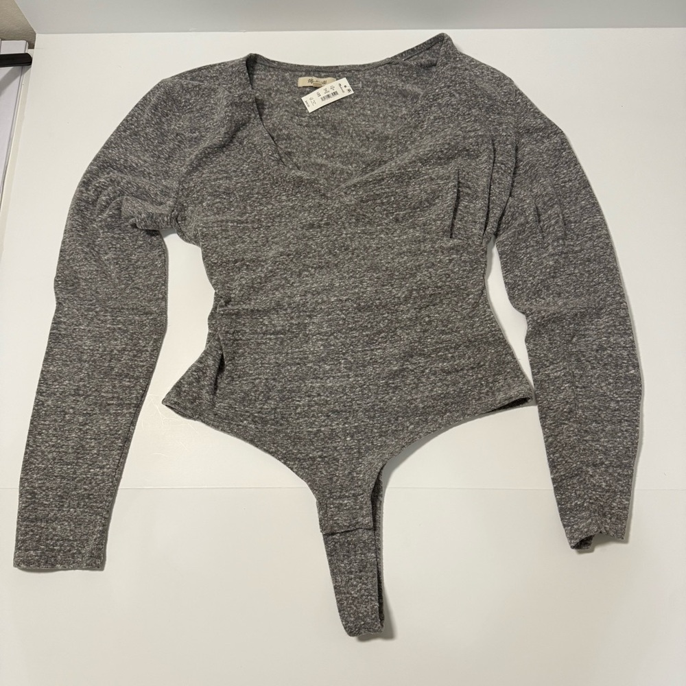 Madewell Wrap Thong Bodysuit in Heather Smoke XXL - Picture 2 of 8
